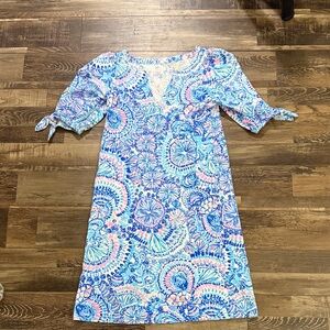 Lilly Pulitzer Blue & Pink Printed Midi Shift Dress